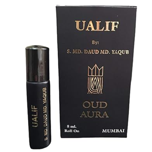 Ualif Oud Aura Attar For Men and Women Free From Alcohol Natural Ittar Long Lasting Perfume - 8ml Roll On